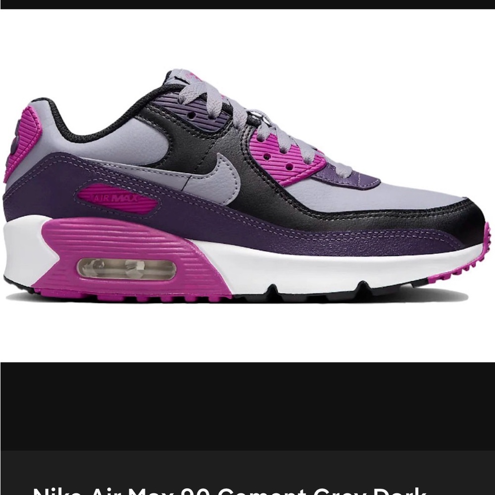 Nike Air Max 90 Sneakers 3.5Y - cement gray dark raisin purple black